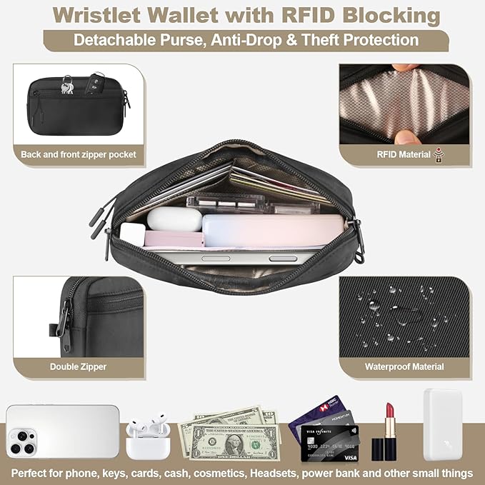 Phone Strap Crossbody, Clip and Go Strap for Phone with Wallet Crossbody, Adjustable Phone Lanyard Belt Strap with Detachable RFID Wristlet Wallet (XL)