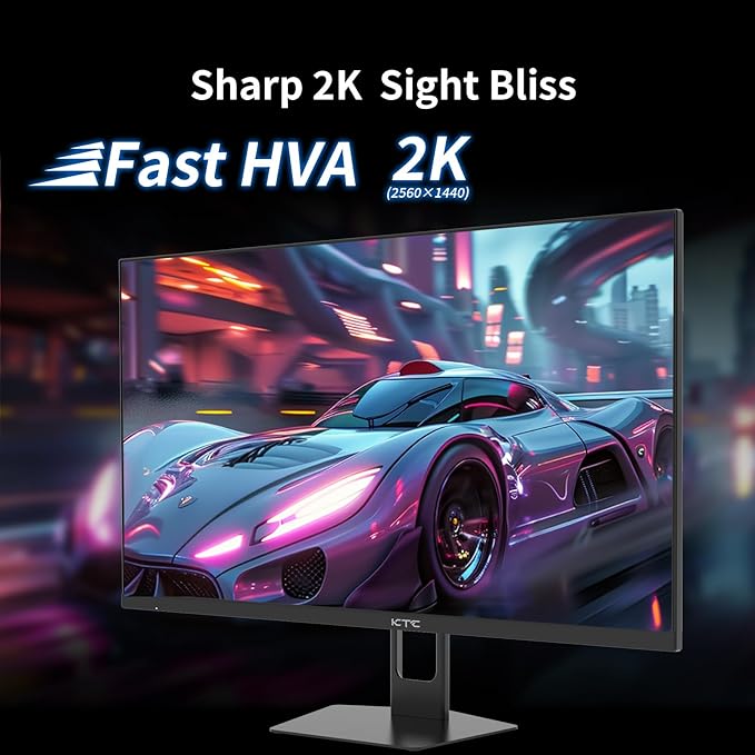 KTC 27'' 240hz Gaming Monitor 1440p(2560× 1440) 144Hz 1ms Fast HVA HDR400 130% sRGB HDMI & DisplayPort AdaptiveSync VESA Tilt Eye Care