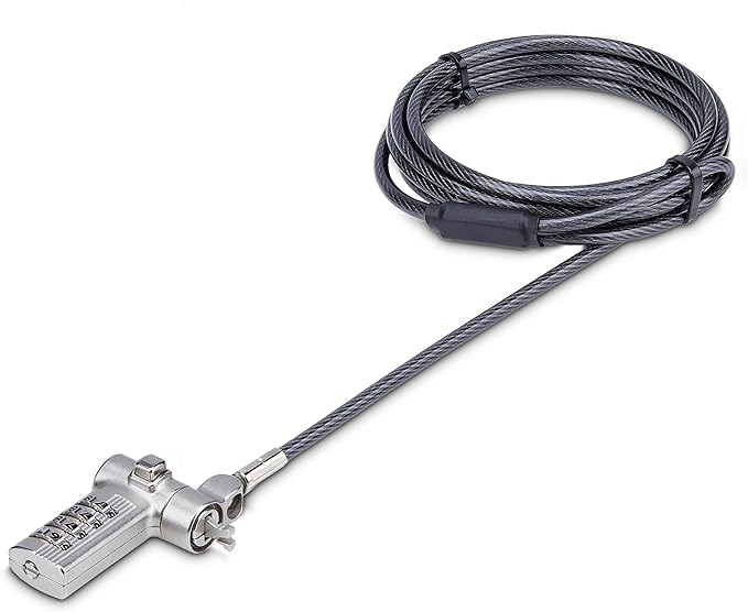 StarTech.com Universal Laptop Lock 6.6ft (2m), Security Cable for Notebooks Compatible with Noble Wedge/Nano/K-Slot, Keyless Combination Locking Cable, Cut-Resistant Cable, TAA (UNIVC4D-LAPTOP-LOCK)