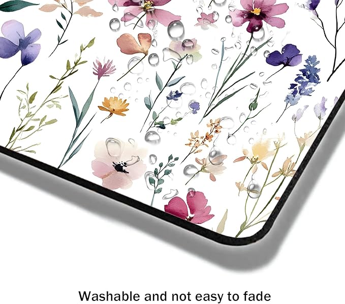 Mouse Pad, Cute Purple Wildflowers Mouse Pads for Desk, 9.5" x 7.9" Non-Slip Rubber Base Computer Mousepad with Women, Portable Square Design for Wireless Mouse and Pad Laptop Office & Travel