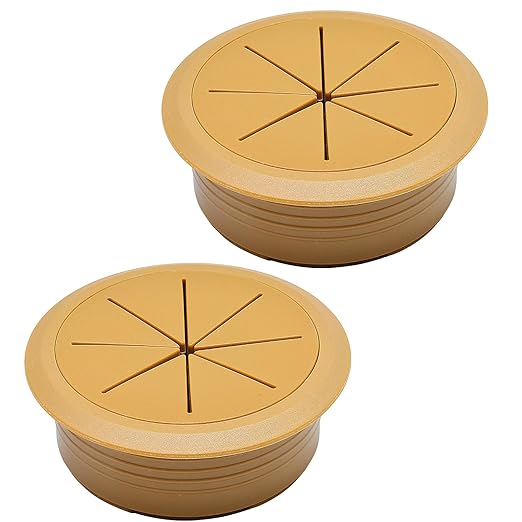 Desk Grommet 2-1/16" (53 mm), Desk Hole Cover for Cables Brown, Cable Grommet ABS Plastic, Desk Hole Grommet for Office and Home Table Cable, Detachable & Flexible Cable Cord Organizer-2 Pcs