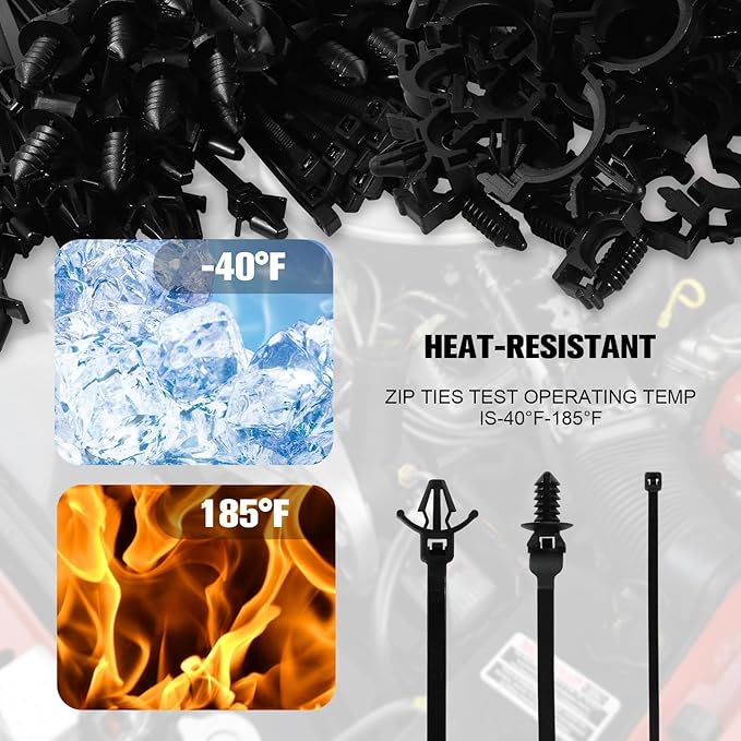130 Pcs Push Mount Cable Ties Standard Zip Tie Mount Car Wire Loom Routing Clips for Polaris UTV Jeep Wrangler Vehicles Home Appliances 6 Different Sizes Universal Management Cable Ties