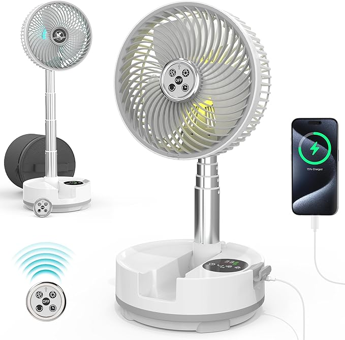 20000mAh Battery Operated Camping Fan - 112Hrs Rechargeable Oscillating Table Fan with Light & Timer, 8 Speeds Portable Travel Fan for Cruise RV Trip, Hurricane Power Outage (8" with Case)