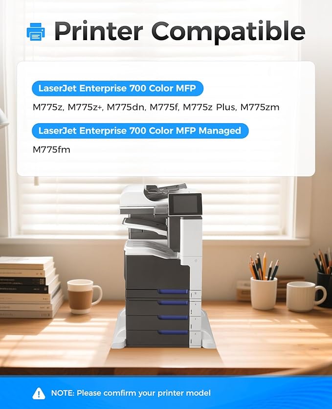 651A Toner Cartridge Set 4-Pack with Chip Replacement for HP 651A CE340A CE341A CE342A CE343A Compatible with HP Laserjet Enterprise 700 Color MFP M775dn M775f M775z M775zm M775z+ M775fm Printer Ink