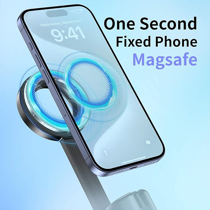MagSafe Tripod for iPhone 64'' Selfie Stick Phone with Metal Ring and Remote, Fit for iPhone 12/13/14/15 Series, Magsafe Case and Other Phones