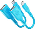 BLACK+DECKER USB C to USB A Adapter, USB C Male to USB Female Adapter Nylon Braid, Type C OTG Cable Compatible w/iPhone 16 15 Pro, Samsung S23 Ultra, MacBook Pro 2022/Air/Mini, iPad—2 Pack, 3"
