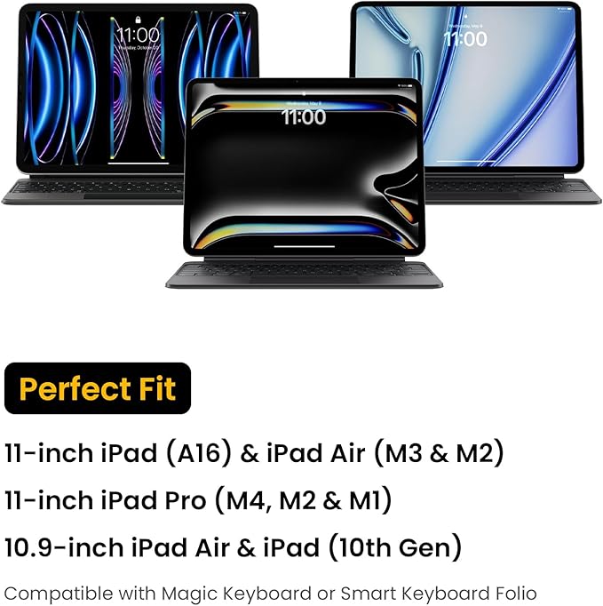 tomtoc 360 Protective Tablet Sleeve for iPad Pro 11-inch (M4/4th/3rd/2nd/1st Gen), iPad Air 11-inch (M3/M2) 2025 with Magic Keyboard/Smart Keyboard Folio, iPad (A16)11-in, Water-Resistant Tablet Case