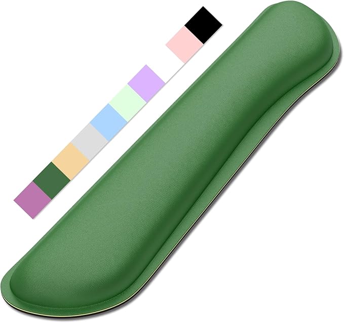 Dapesuom Enlarge Keyboard Wrist Rest, Memory Foam Keyboard Wrist Cushion for Computer Desk Mats Support, Typing Pain Relief Ergonomic Mouse Pad Rests with Non-Slip Base for Gaming Laptop, Forest Green