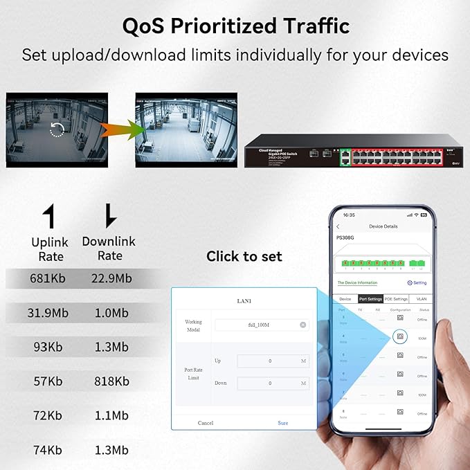 STEAMEMO 24-Port Managed Gigabit PoE+ Switch | 24×PoE+ Ports@360W, 2×Gigabit Uplinks, 2×SFP | VLAN, QoS, Port Mirroring | Metal Casing, Plug & Play | Overload Protection w/ Port