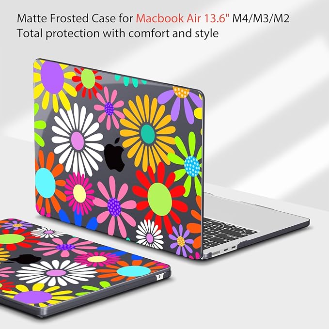 Teryeefi Compatible for MacBook Air 13.6 inch Case A3240 A3113 A2681 (2025 2024-2022 Release), Protective Plastic Hard Shell Cover for MacBook Air M2 M3 M4 13 inch, Abstract Flowers A001