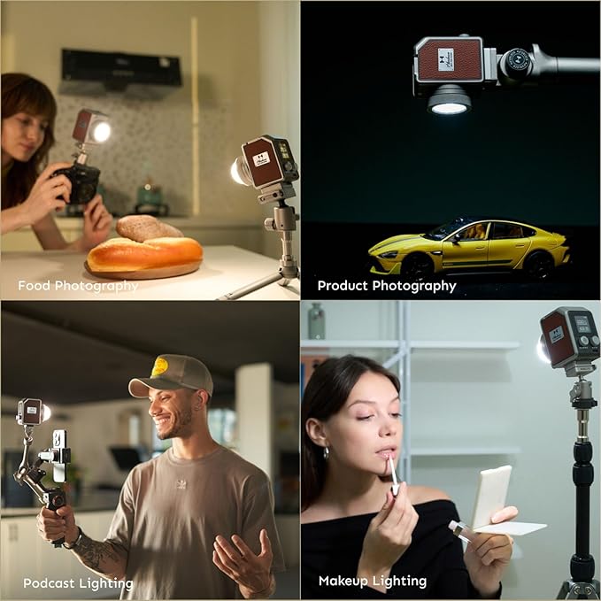 Harlowe Micro 8 Spectra Portable Led Light for Camera 8W RGBCW 1700K-10000K CRI/TLCI 96+ Small Camera Lighting Kit Mini Cube Fill Light for Photography and Video Recording Master Kit
