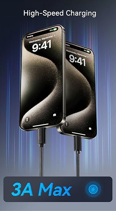 Woven Car CarPlay USB-C Cable for iPhone 16 Charger MFi-Certified USB-C to USB-A Cable Cord Fast Charging for Apple iPhone 16 Pro Max/16 Pro/15 Pro Max/16 Plus/15Plus, iPad Air 13-in M2 (3.3ft, Black)