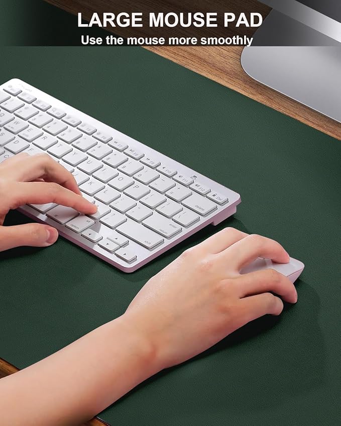 Leather Desk Pad Protector, Office Desk Mat, Large Mouse Pad, Non-Slip PU Leather Desk Blotter, Laptop Desk Pad, Waterproof Writing Pad for Office/Home/Decor (Dark Green, 40" x 17")