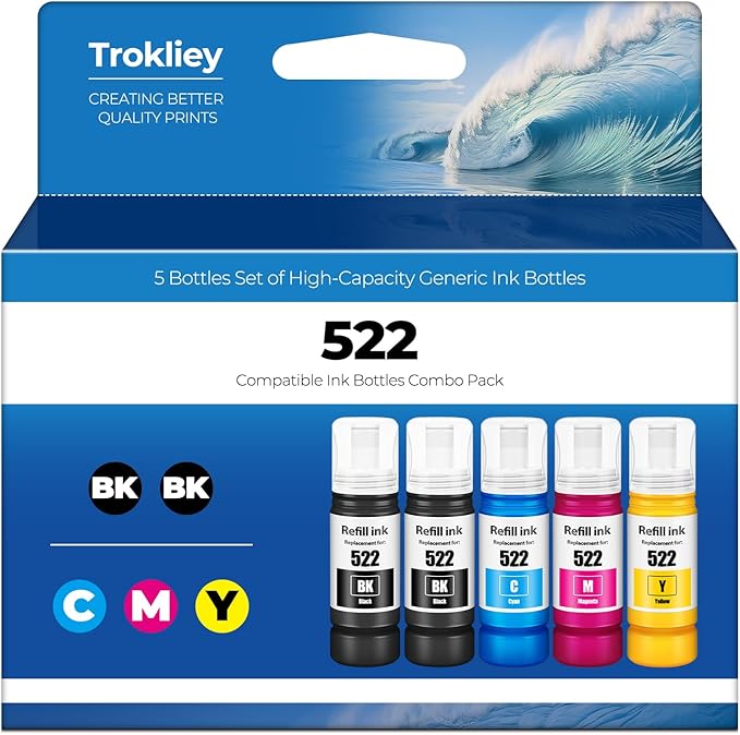 522 Ink Refill Bottles ET-2800 ET-4800 ET-2400 ET-2803 for 522 Ink Bottles Compatible for ET 2800 ET 4800 ET2800 ET 2400 ET4800 ET 2803 ET-2720 ET-4700 ET-4810 ET-2840 Printer (Not Subli)