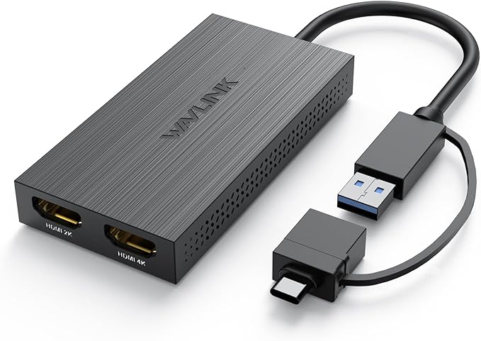 WAVLINK USB 3.0 or USB C to HDMI Adapter, HDMI Splitter for Dual Monitors, Universal Video Graphics for Thunderbolt 3/4, USB 4, Windows, Mac OS