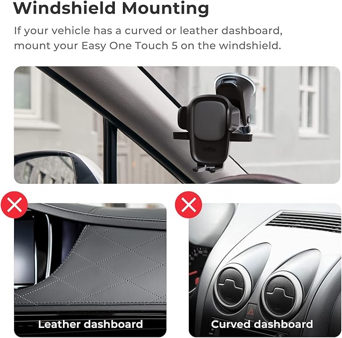 iOttie Easy One Touch Signature Dashboard & Windshield Universal Car Mount Phone Holder Desk Stand with Suction Cup Base and Telescopic Arm for iPhone, Samsung, Google, More Smartphones