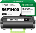 56F1H00 Toner Cartridge Black with Chip Compatible for Lexmark MS321dn MS421dn MS421dw MS521dn MS621dn MS622de MX321adn MX321adw MX421ade MX521ade MX521de MX522adhe MX622ade MX622adhe Printer Ink Copy
