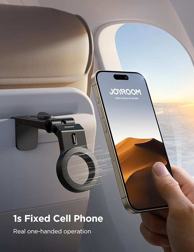 JOYROOM 2 Pack Airplane Phone Holder, Hands-Free Airplane Phone Mount, Airplane Essentials Phone Stand for iPhone 15 Pro Max 14 13 12, and Magsafe Case
