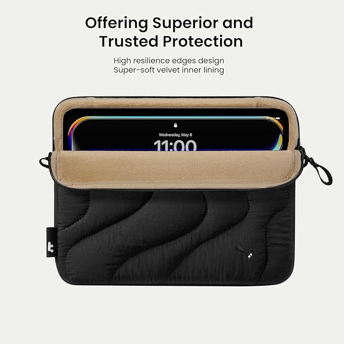 tomtoc 360 Protective Puffy Tablet Sleeve for iPad Pro 11-inch (M4/(4th/3rd/2nd/1st Gen), iPad Air 11-inch (M3) 2025/(M2) 2024 with Magic Keyboard/Smart Keyboard, Quilted Soft Puffer iPad Case