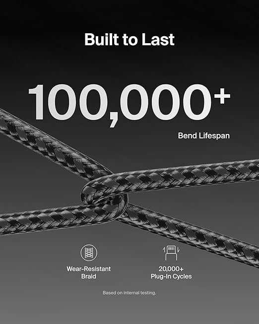 Belkin USB C to USB C Cable, 9.9ft, 60W - Type C Charger, iPhone Charger Cord, Soft, Braided, Flexible for iPhone 16, Galaxy S25, Pixel 9, Airpods, iPad Pro, Tablet & More, Travel Essentials - Black