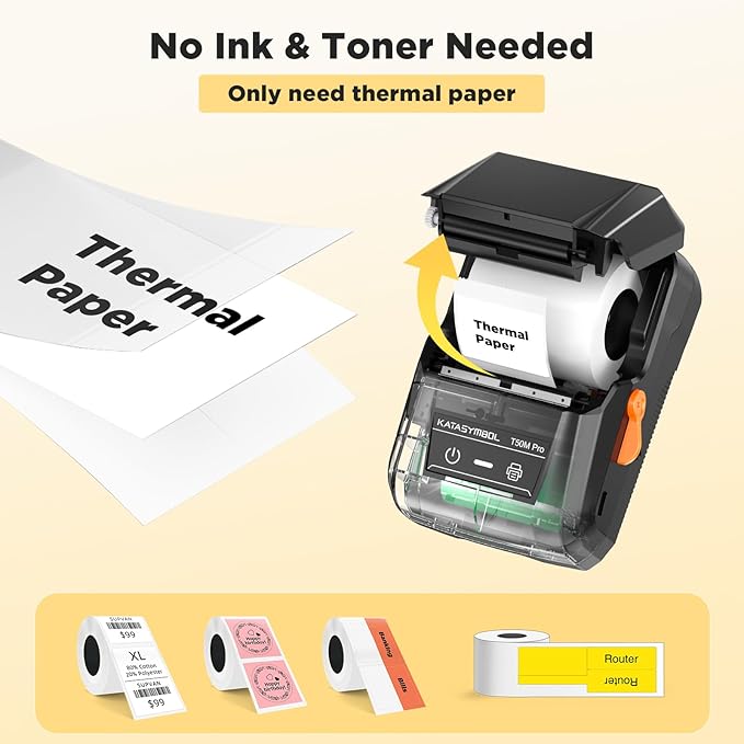 SUPVAN T50M Pro Bluetooth Label Maker Machine with Tape, Wide Waterproof Label, Versatile App with 40 Fonts and 650+ Icons, Inkless Labeler for Home, Kitchen, School, Office Organization, Black