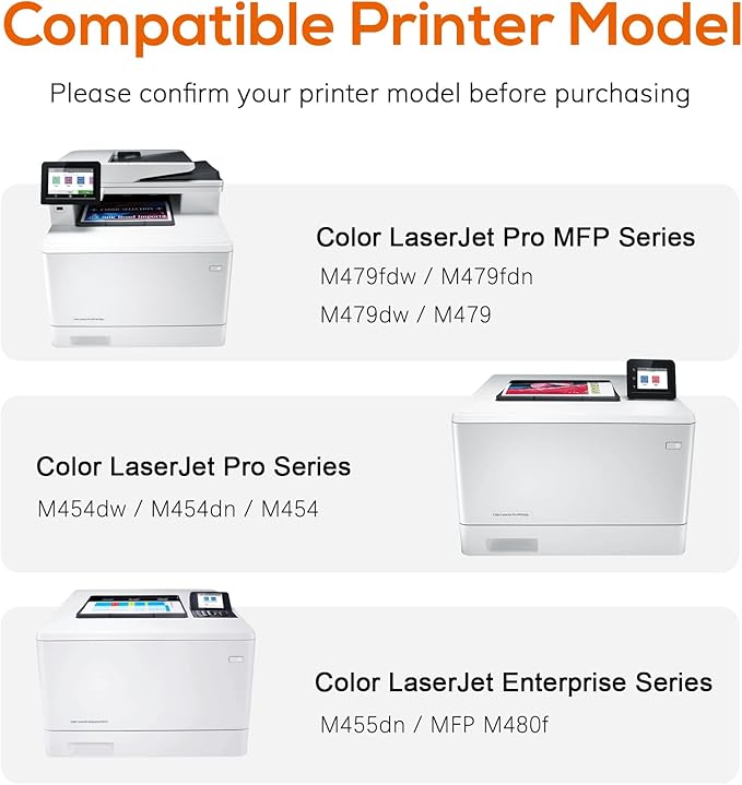 414x Toner Cartridges 4 Pack High Yield Replacement for HP 414x Toner 414a W2020x Compatible with HP Color Laserjet Pro MFP M479fdw M479fdn M454dw M454dn M480f Printer