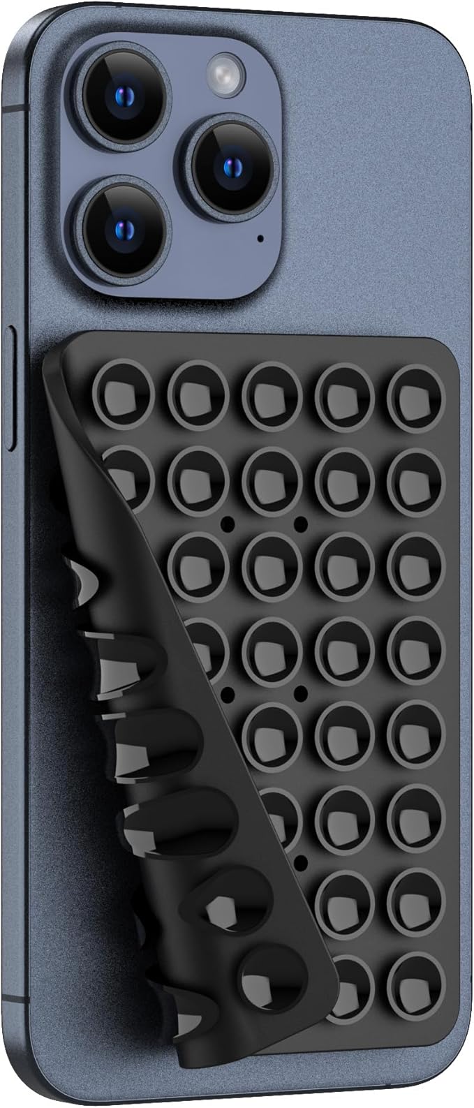 Silicone Double Sided Suction Phone Case Mount, Detachable Hands Free & Strong Grip Holder for Selfies & Videos, Compatible iPhone Android (Black, 1Pack)