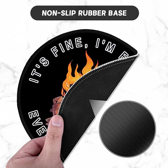 ITNRSIIET Round Mouse Pad with Stitched Edge Premium-Textured Waterproof Non-Slip Rubber Base Desktop Protection Mat Diameter 8.7 inches, Funny Burning Box