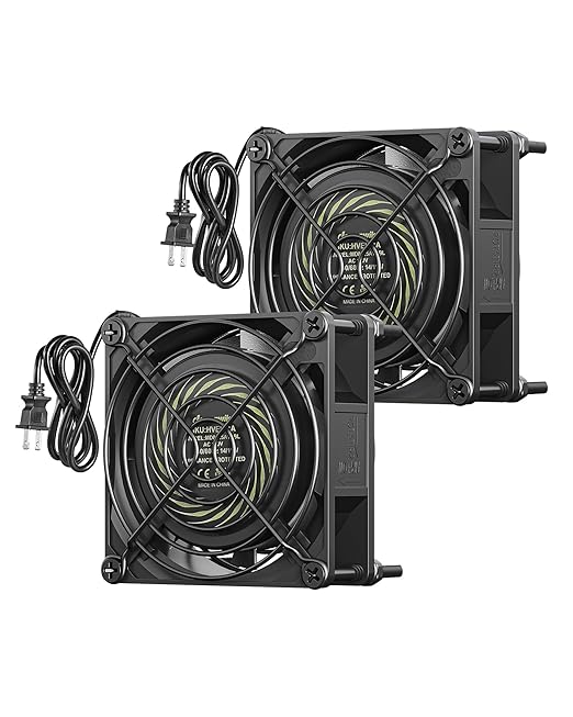 DEWENWILS 2 Pack 120V AC Fan, Waterproof Exhaust Fan 80mm, 14W 2470RPM 21CFM, DIY Cooling Fan for Refrigerator, Computer Case, Compressor Engine, Generator, UL Listed