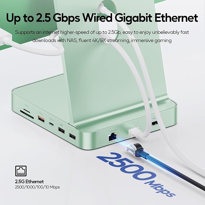 Upgraded 11 in 1 USB C Hub for iMac 24 inch USB Hub 2021 2023 2024 Support M.2 SSD (NOT Included), iMac Hub M1 M3 M4 Accessories, 4K HDMI, 2.5G Ethernet, 5 USB A/C Max 10Gbps, SD/TF - Green