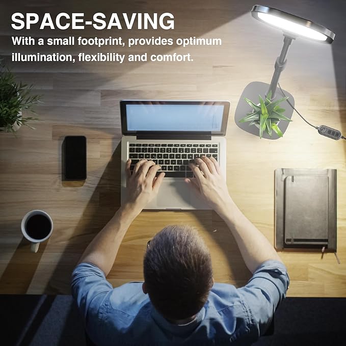 Video Conference Lighting for Zoom Meeting, Ring Light for Desk with Flexible Stand, 30 Light Modes Desk Lamps for Home Office, Desk Light & Memory Function for Zoom Lighting, Video Streaming, Drawing