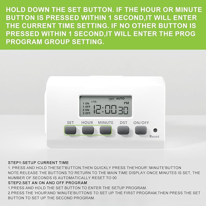 BN-LINK Digital Timer Outlet Indoor,24 Hour Light Timer Easy Programmable,Mini 2 Prong Plug in Timers for Electrical Outlets,Lamps,Fans,2 On/Off Programs,2 Pack,15A/1875W