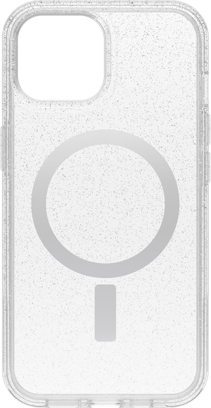 OtterBox iPhone 15, iPhone 14, and iPhone 13 Symmetry Series Clear Case - Stardust (Clear/Silver), Snaps to MagSafe, Ultra-Sleek, Raised Edges Protect Camera & Screen