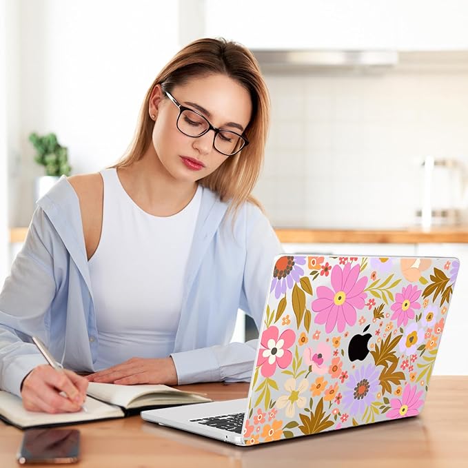 Teryeefi Compatible for MacBook Air 13.6 inch Case A3240 A3113 A2681 (2025 2024-2022 Release), Protective Plastic Hard Shell Cover for MacBook Air M2 M3 M4 13 inch, Pretty Floral A006