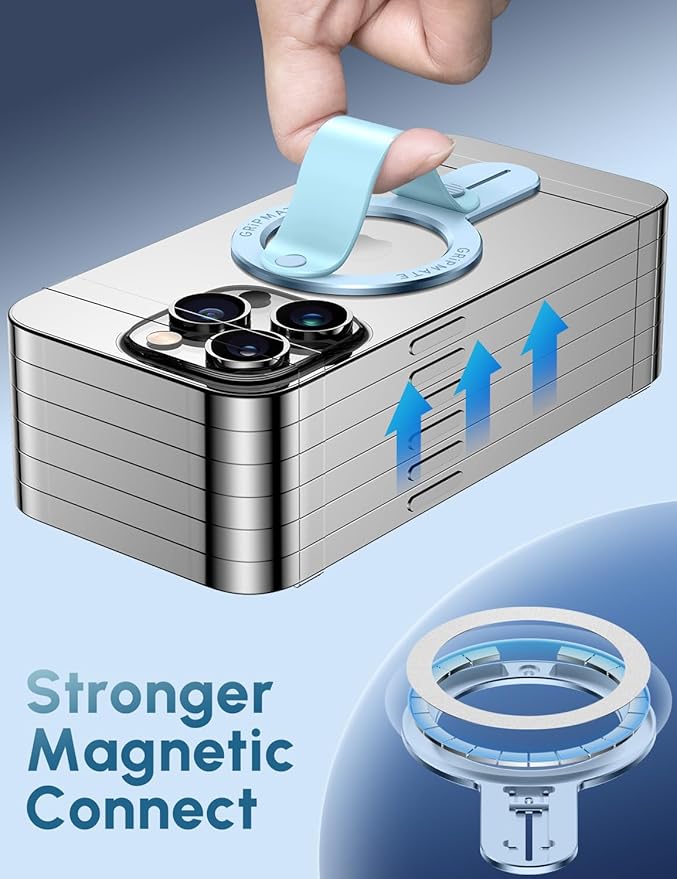 Phone Grip for iPhone - Magnetic Phone Ring Holder Detachable for iPhone 16 - Comfortable Finger Phone Loop Grip for Apple 16/15/14/13/12,Blue