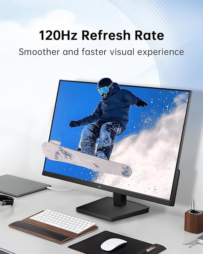 KTC 27 Inch Computer Monitor - QHD (2560 x 1440) Display, Up to 120Hz Monitor, IPS Panel, 123% sRGB, HDMI 2.0 x 2 & DP 1.4 x1, Adaptive Sync, Eye-Friendly Screen PC Monitors for Work Gaming, H27D9