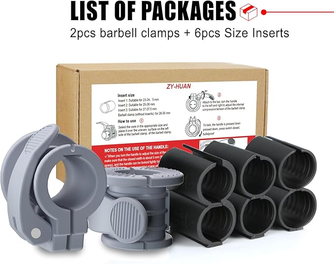 Barbell Clips 1 Inch Quick Release Weight Clamps 0.9-1.18inch Multi-Size Adjustable Olympic Clamps for Bars