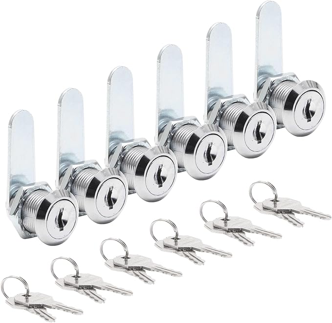 Uenhoy 6 Pack Cam Locks, Keyed Alike - 3/4" (20mm) Set for Drawers, Mailbox, Tool Box, RV, File Cabinet Locks with Keys