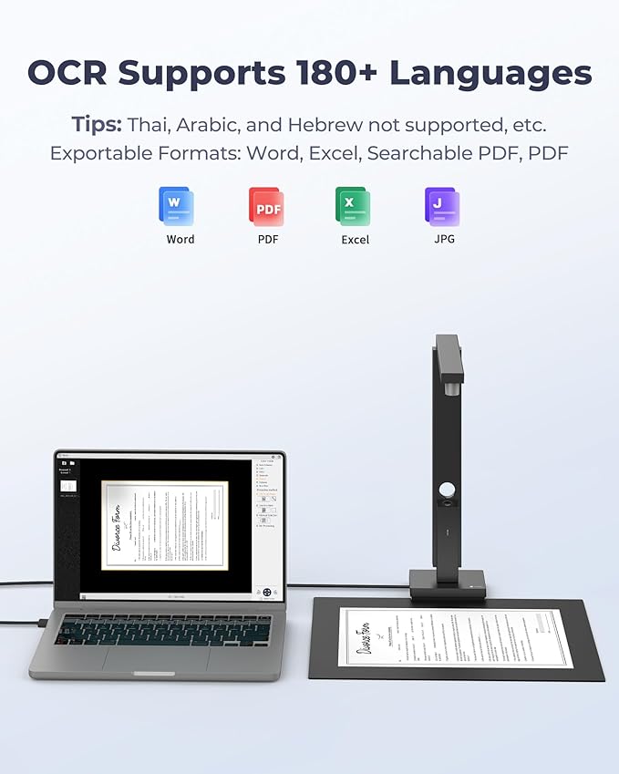 CZUR Portable 12MP Document Scanner, USB Document Camera, Fast Scan 1s/Page, Capture Size A4, OCR Function, Travel-Friendly Mobile Scanner for Mac & Windows, Lens1200 Pro (Not for Books)