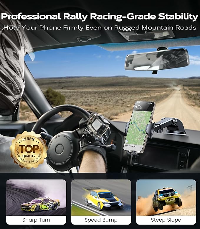 VICSEED [True Strongest Suction] [Rally Racing-Grade Stability] Phone Holders for Your Car 2025 Upgraded Car Phone Holder Mount Truck Stand Cradle for iPhone Samsung All Phones, Yellow