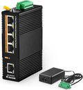 MokerLink 5 Port PoE Industrial DIN-Rail Network Switch, 60W IEEE802.3af/at PoE Power, 10/100Mbps Fast Ethernet, IP40 Rated Network Switch (-40 to 185°F), with UL Power Supply