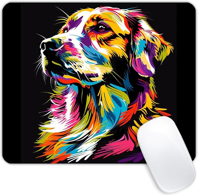 Square Mouse Pad Colorful Dog Portrait-1,Gaming Mouse Pads for Desk,Soft Computer Waterproof Non-Slip Mouse Mat