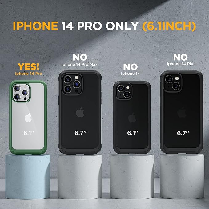 Miracase Glass Series for iPhone 14 Pro Case 6.1 Inch, Full-Body Clear Bumper Case with Built-in 9H Tempered Glass Screen Protector, with Camera Lens Protector, Acacia Green