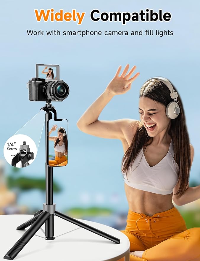 Magnetic Tripod for iPhone, 69" Phone Tripod Selfie Stick with Rechargeable Remote & 2 in 1 Phone Holder, Extendable Cell Phone Stand for Recording Travel, Compatible with iPhone and Android Phone
