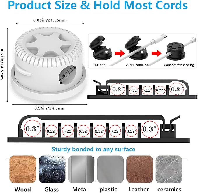 ELII 328Pcs Cable Management Kit, 8 Magnetic Cable Clips,69Adhesive Cable Holder,4 Cable Sleeve Split,22Reusable Cable Strap,200 Nylon Cable Zip Ties with 25 Mounts TV Home(White)