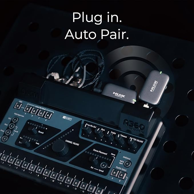 NUX B-7PSM 5.8 GHz Wireless in-Ear Monitor System, Stereo IEM,Charging Case Included, Stereo Audio transmitting, Designed for Live Shows and Band Rehearsals,not Suitable for Personal Silent Practice