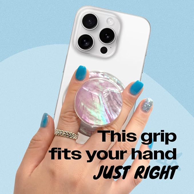 OnTheGrip Cute Natural Seashell Design Round Shape Collapsible Mobile Phone Grip Stand Holder for Smartphone Tablet Cell Phone Accessory (Violet)