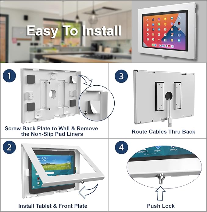 TABcare Locking Security Metal Case for Apple iPad Air 13" 2024 6th gen. for Kiosk, POS, Store, Show Display (White, iPad Air 13 2024)