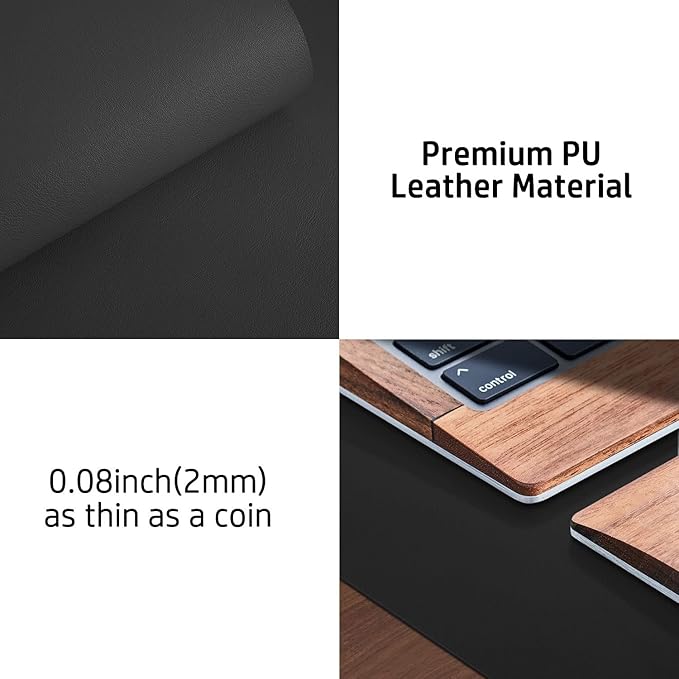 Aothia Leather Desk Pad Protector, Mouse Pad, Office Desk Mat, Non-Slip PU Leather Desk Blotter, Laptop Desk Pad, Waterproof Desk Writing Pad for Office and Home (48"x17", Black)
