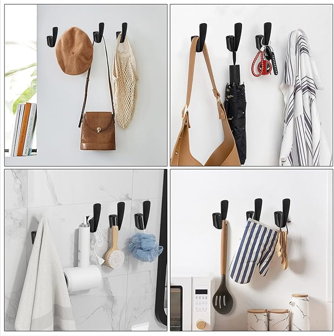 SARIHOSY] 5 Packs Coat Hooks,Metal Hooks for Clothes, Hats, Bags, Towels, Keys(Black)